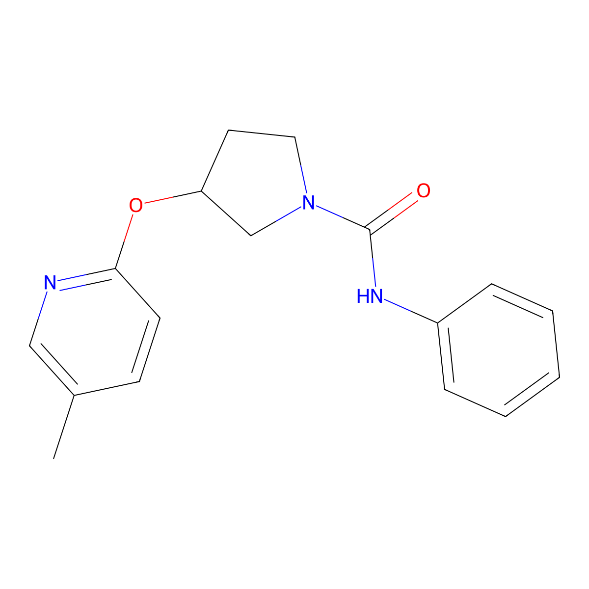 3-[(5-methylpyridin-2-yl)oxy]-N-phenylpyrrolidine-1-carboxamide molecular structure, CAS 1903475-44-4
