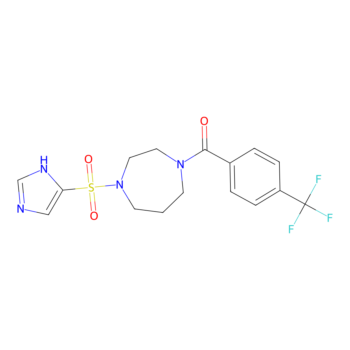 (4-((1H-imidazol-4-yl)sulfonyl)-1,4-diazepan-1-yl)(4-(trifluoromethyl)phenyl)methanone molecular structure, CAS 1903476-11-8