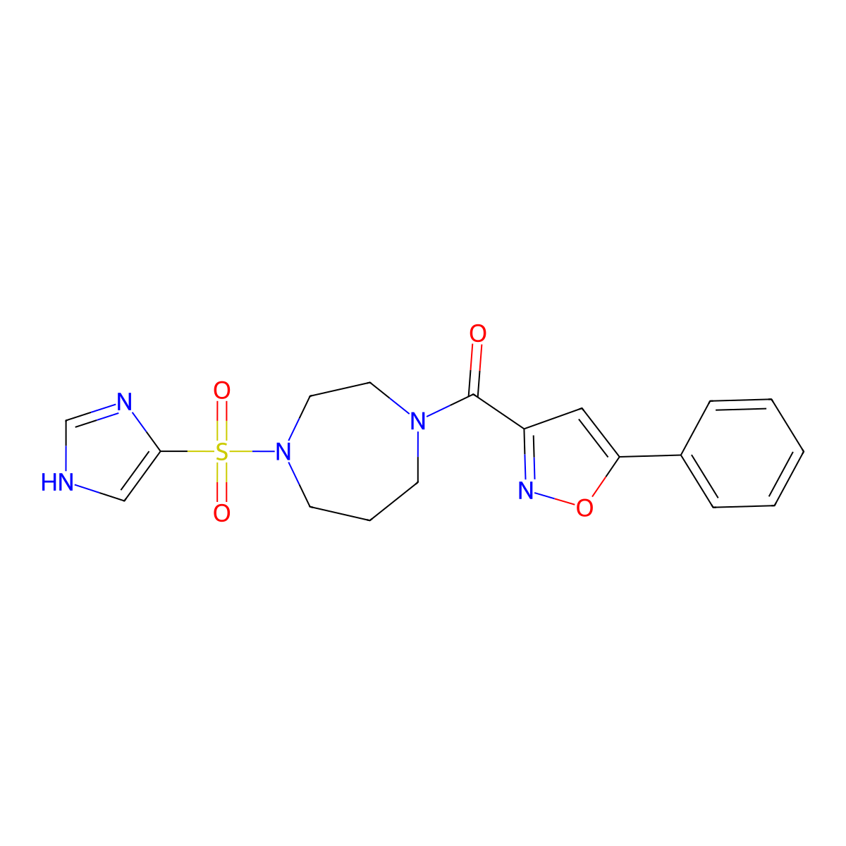 (4-((1H-imidazol-4-yl)sulfonyl)-1,4-diazepan-1-yl)(5-phenylisoxazol-3-yl)methanone molecular structure, CAS 1903476-39-0
