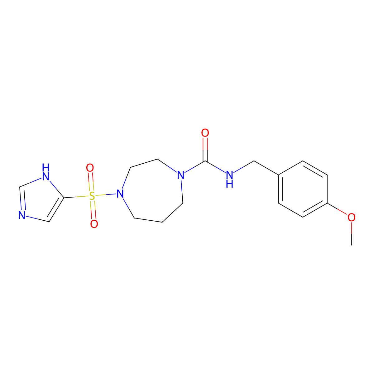 4-((1H-imidazol-4-yl)sulfonyl)-N-(4-methoxybenzyl)-1,4-diazepane-1-carboxamide molecular structure, CAS 1903476-94-7