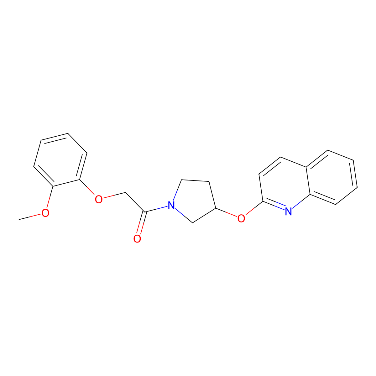 2-(2-Methoxyphenoxy)-1-(3-(quinolin-2-yloxy)pyrrolidin-1-yl)ethanone molecular structure, CAS 1903479-81-1