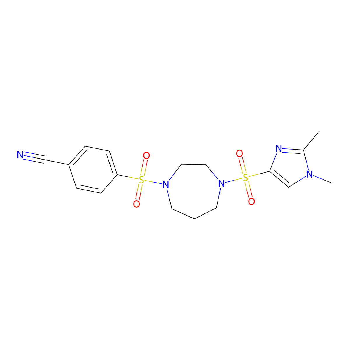 4-({4-[(1,2-dimethyl-1H-imidazol-4-yl)sulfonyl]-1,4-diazepan-1-yl}sulfonyl)benzonitrile molecular structure, CAS 1903480-21-6