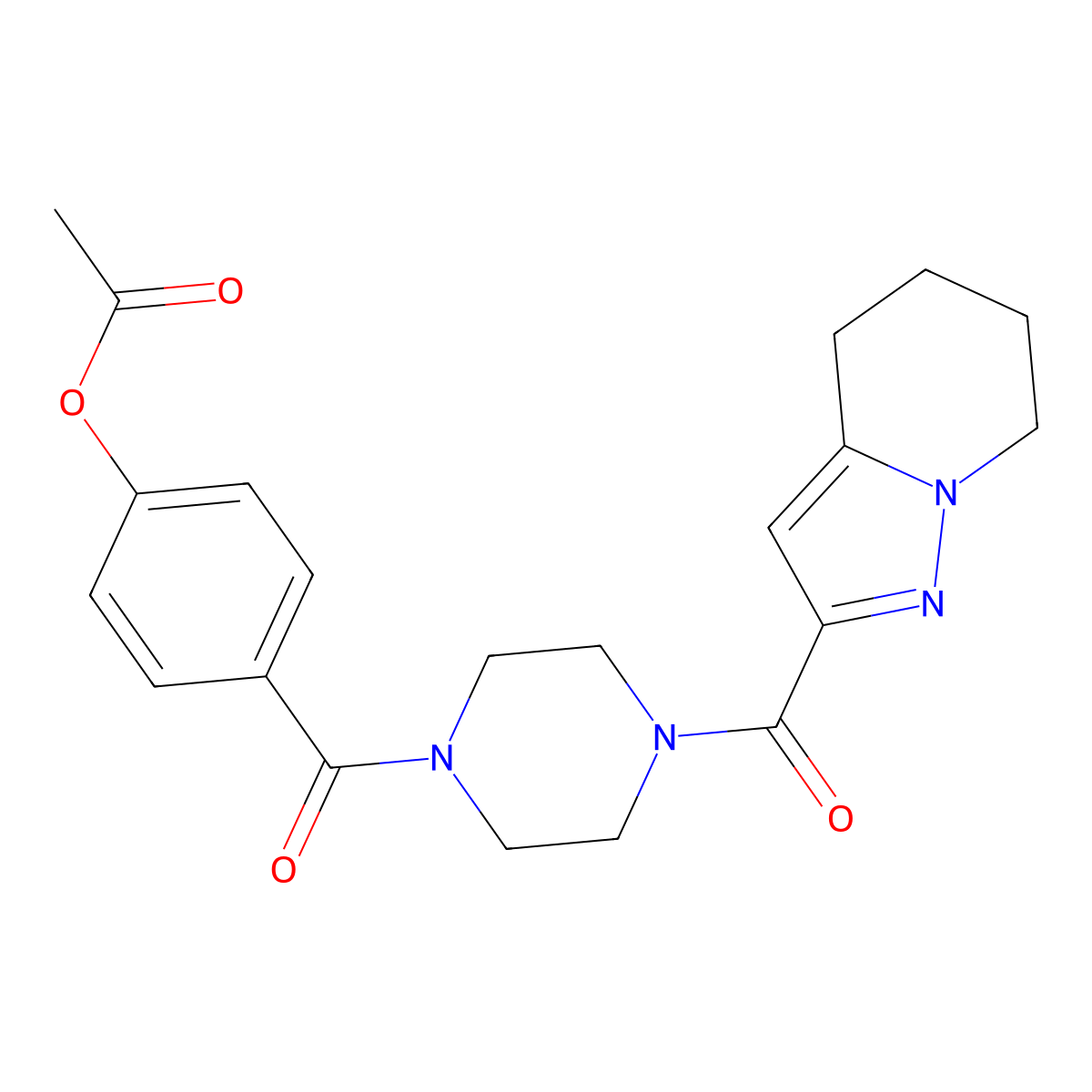 4-(4-(4,5,6,7-Tetrahydropyrazolo[1,5-a]pyridine-2-carbonyl)piperazine-1-carbonyl)phenyl acetate molecular structure, CAS 1903482-61-0