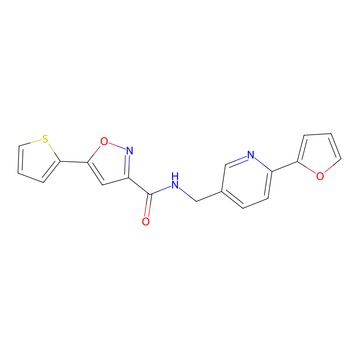 N-((6-(furan-2-yl)pyridin-3-yl)methyl)-5-(thiophen-2-yl)isoxazole-3-carboxamide molecular structure, CAS 1903484-83-2