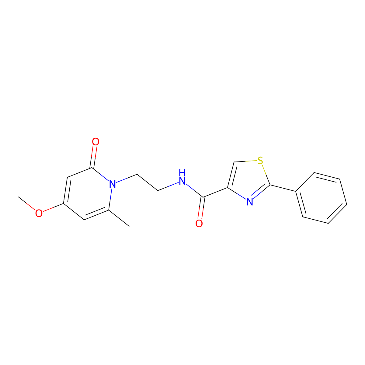 N-(2-(4-methoxy-6-methyl-2-oxopyridin-1(2H)-yl)ethyl)-2-phenylthiazole-4-carboxamide molecular structure, CAS 1903488-07-2
