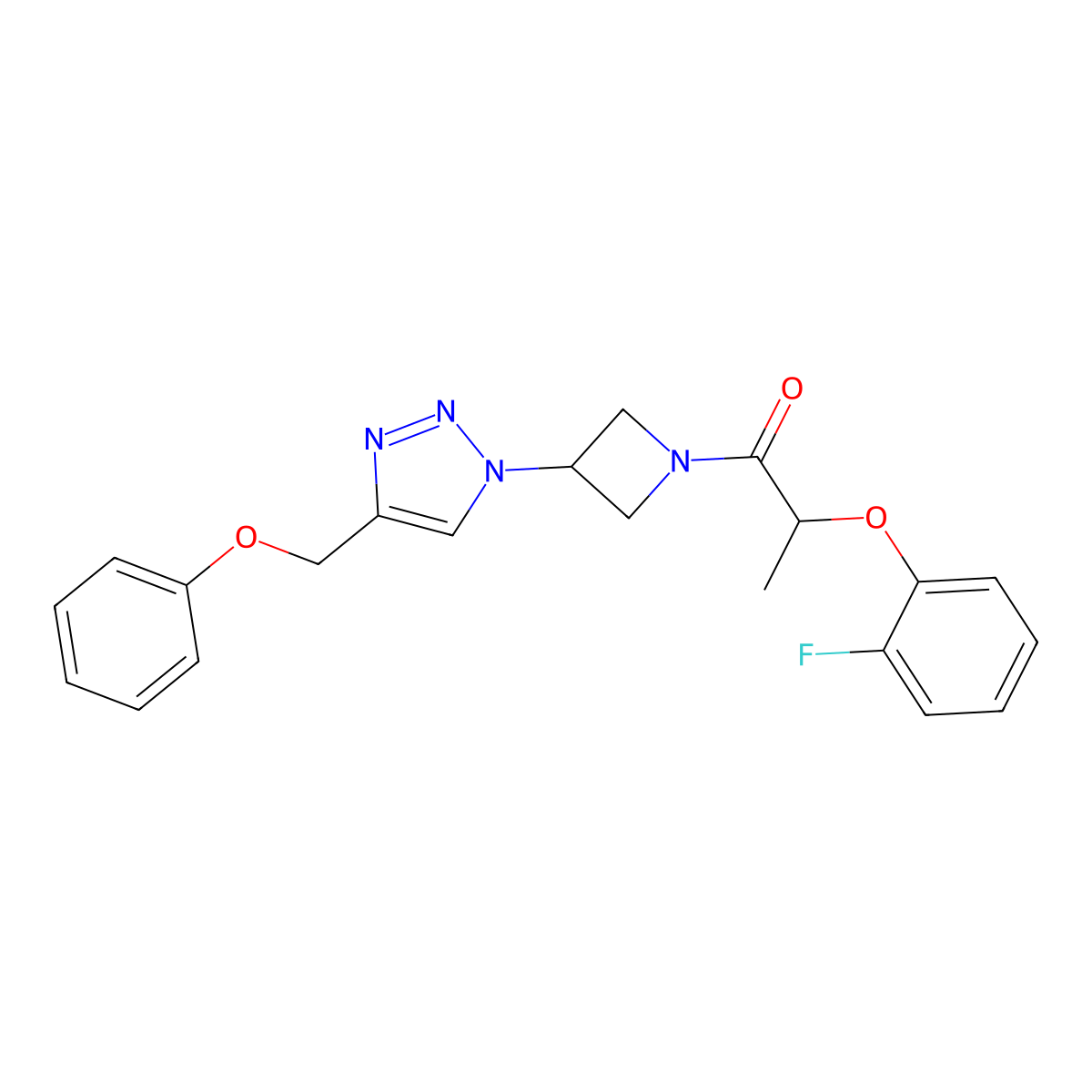 2-(2-fluorophenoxy)-1-(3-(4-(phenoxymethyl)-1H-1,2,3-triazol-1-yl)azetidin-1-yl)propan-1-one molecular structure, CAS 1903492-23-8