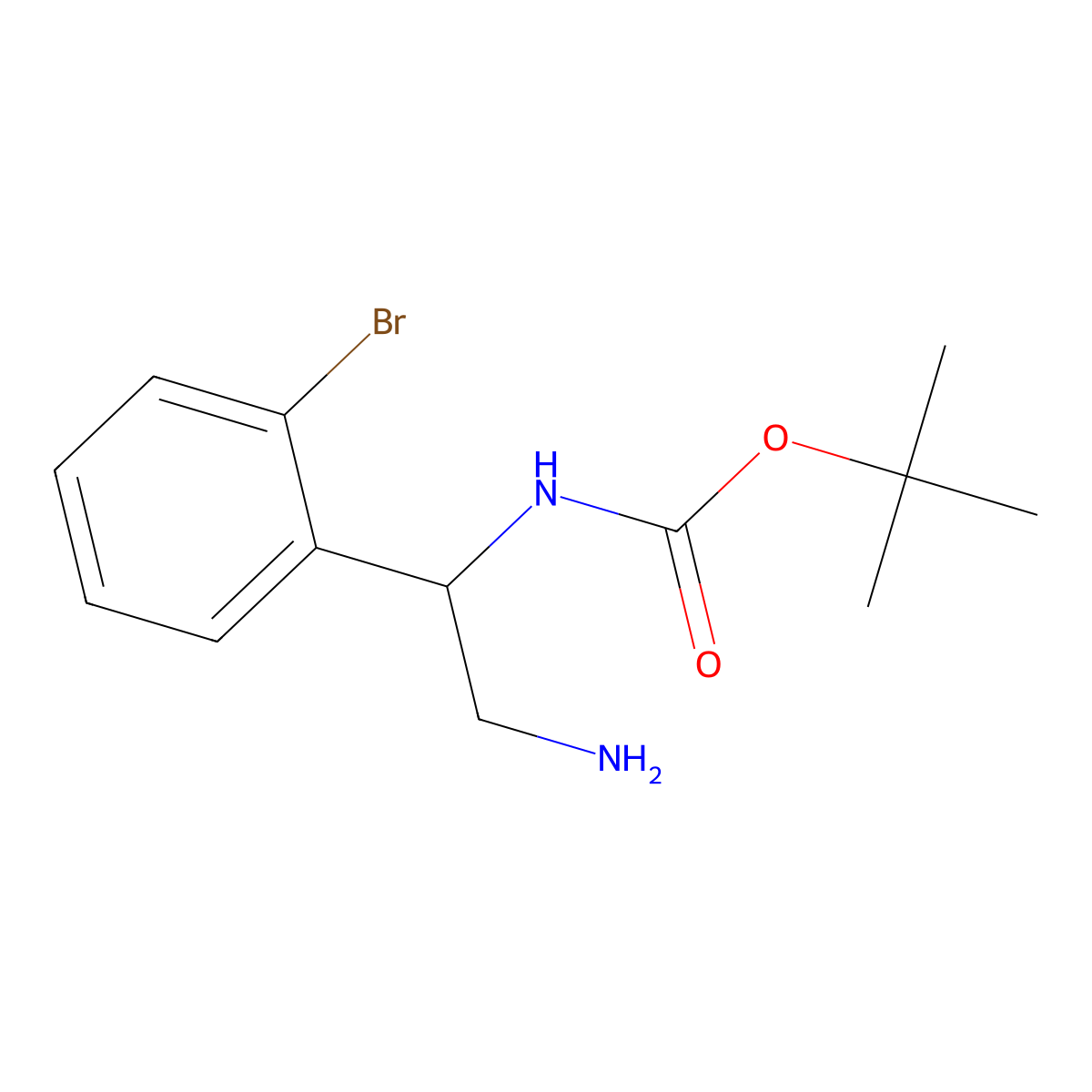 tert-butyl N-[2-amino-1-(2-bromophenyl)ethyl]carbamate molecular structure, CAS 1903493-07-1