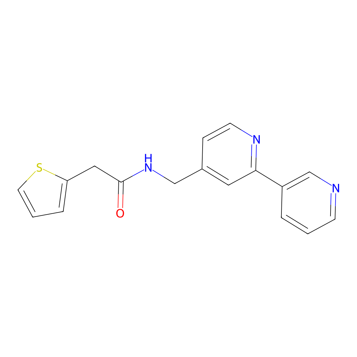 N-({[2,3'-bipyridine]-4-yl}methyl)-2-(thiophen-2-yl)acetamide molecular structure, CAS 1903495-05-5