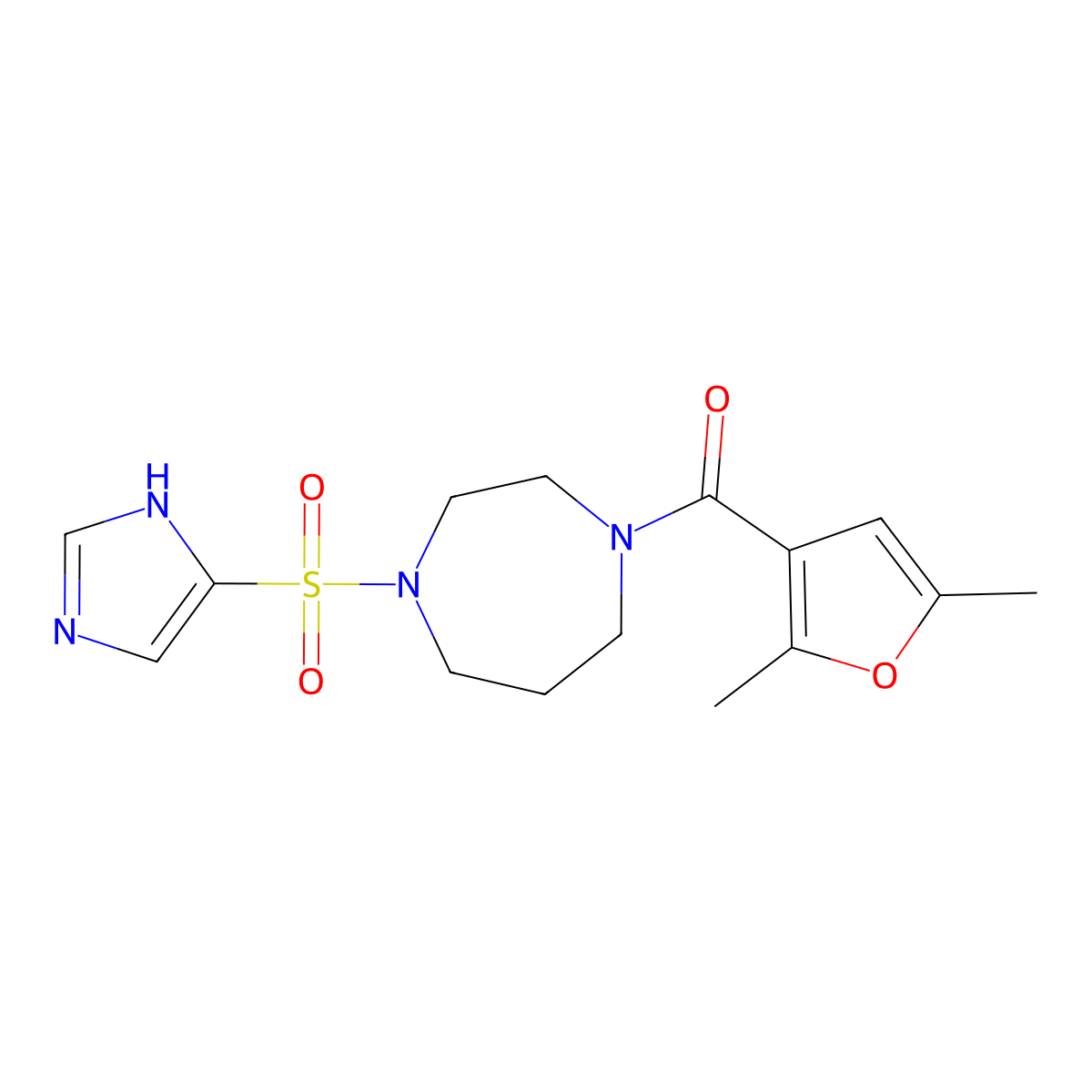 (4-((1H-imidazol-4-yl)sulfonyl)-1,4-diazepan-1-yl)(2,5-dimethylfuran-3-yl)methanone molecular structure, CAS 1903496-70-7