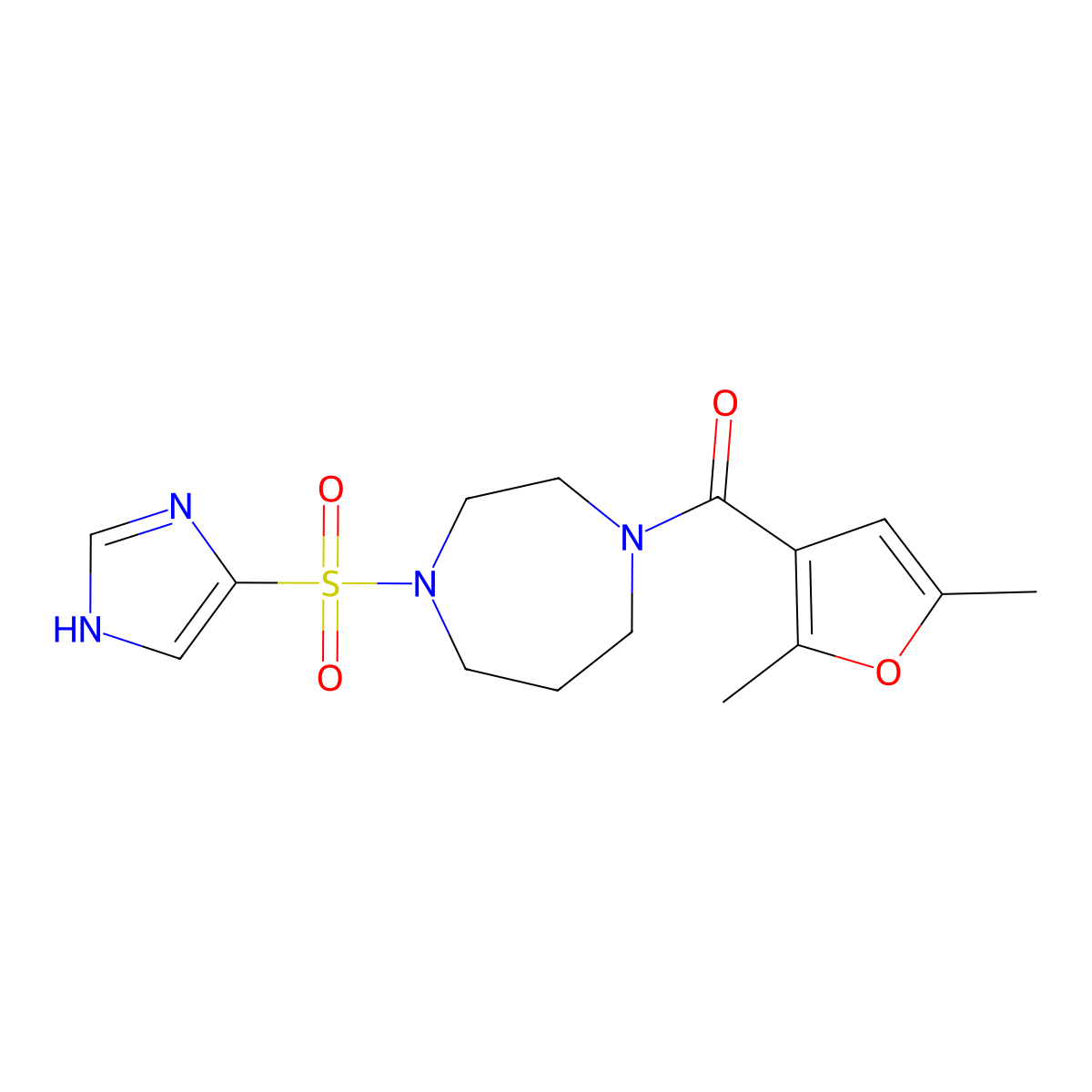 (4-((1H-imidazol-4-yl)sulfonyl)-1,4-diazepan-1-yl)(2,5-dimethylfuran-3-yl)methanone molecular structure, CAS 1903496-70-7