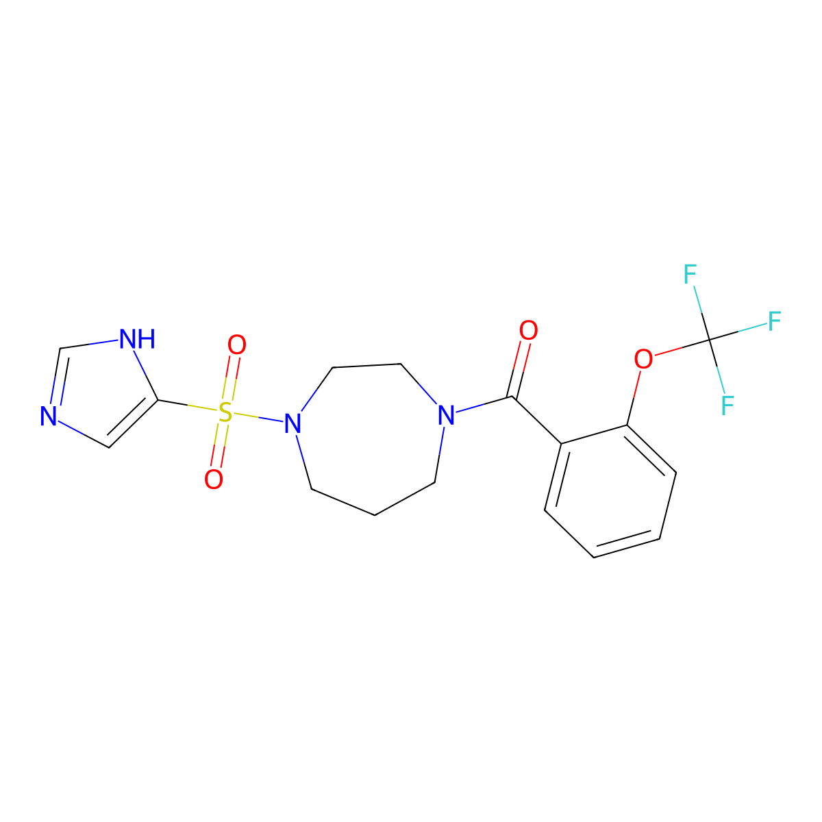 (4-((1H-imidazol-4-yl)sulfonyl)-1,4-diazepan-1-yl)(2-(trifluoromethoxy)phenyl)methanone molecular structure, CAS 1903497-09-5