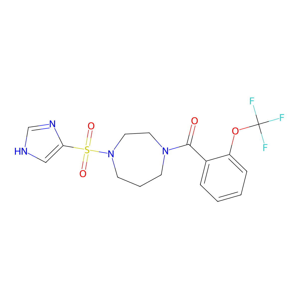 (4-((1H-imidazol-4-yl)sulfonyl)-1,4-diazepan-1-yl)(2-(trifluoromethoxy)phenyl)methanone molecular structure, CAS 1903497-09-5