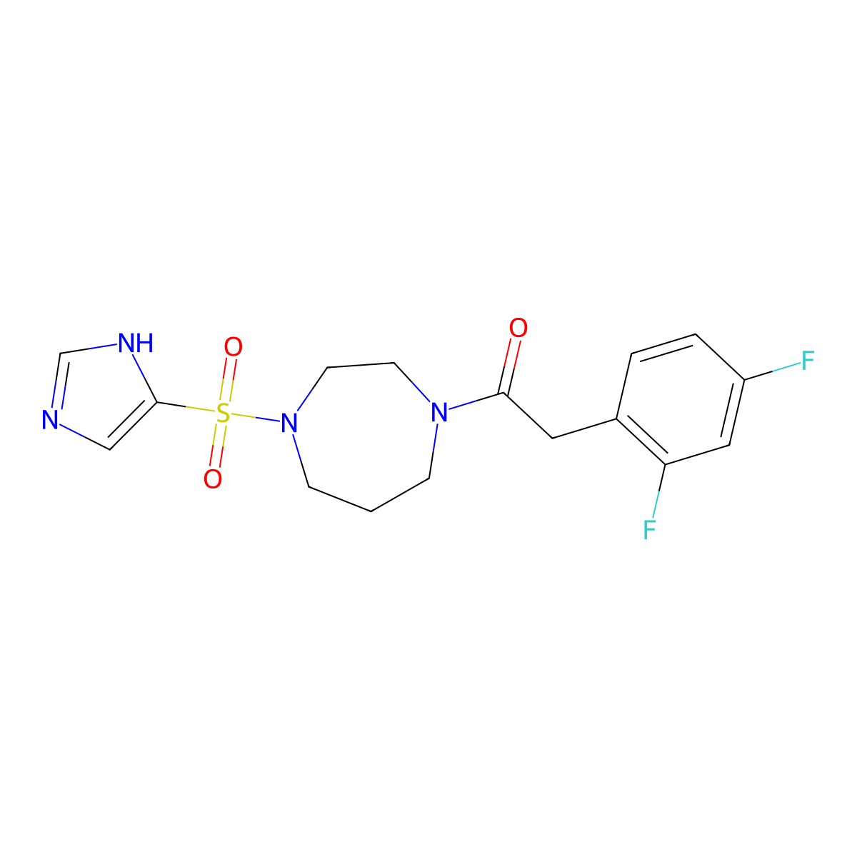 1-(4-((1H-imidazol-4-yl)sulfonyl)-1,4-diazepan-1-yl)-2-(2,4-difluorophenyl)ethanone molecular structure, CAS 1903497-19-7