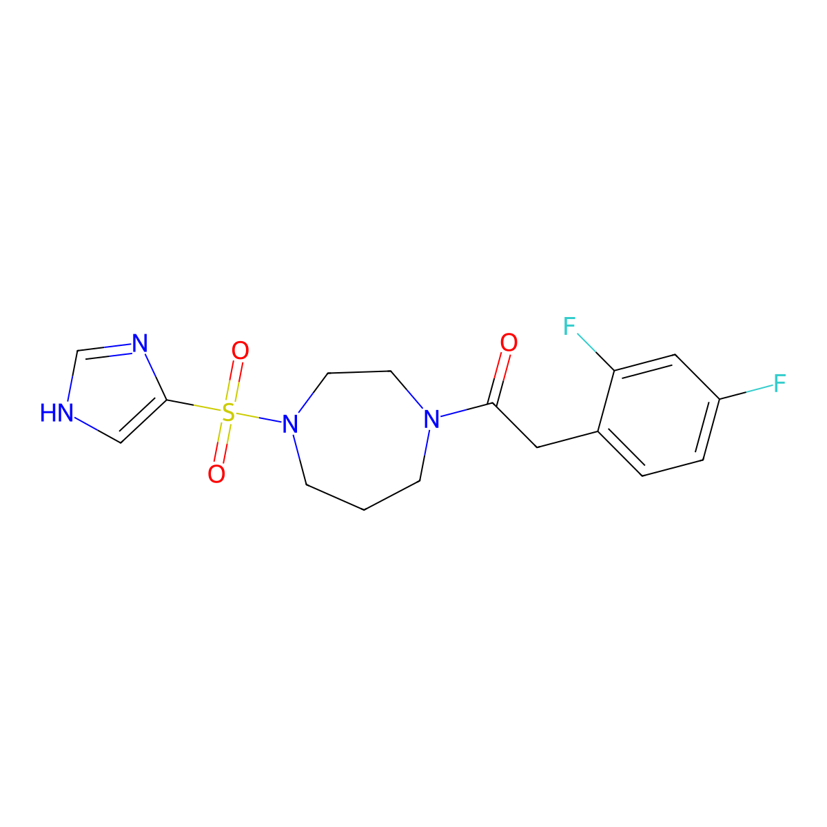 1-(4-((1H-imidazol-4-yl)sulfonyl)-1,4-diazepan-1-yl)-2-(2,4-difluorophenyl)ethanone molecular structure, CAS 1903497-19-7