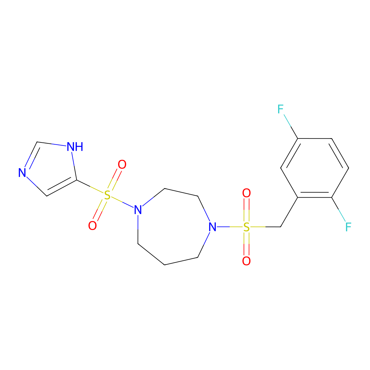 1-((1H-imidazol-4-yl)sulfonyl)-4-((2,5-difluorobenzyl)sulfonyl)-1,4-diazepane molecular structure, CAS 1903498-09-8