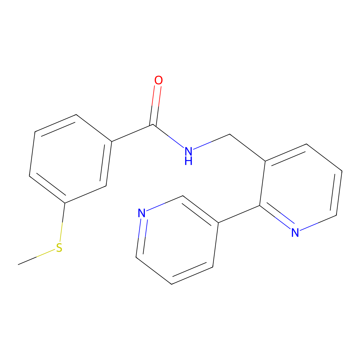 N-({[2,3'-bipyridine]-3-yl}methyl)-3-(methylsulfanyl)benzamide molecular structure, CAS 1903498-32-7