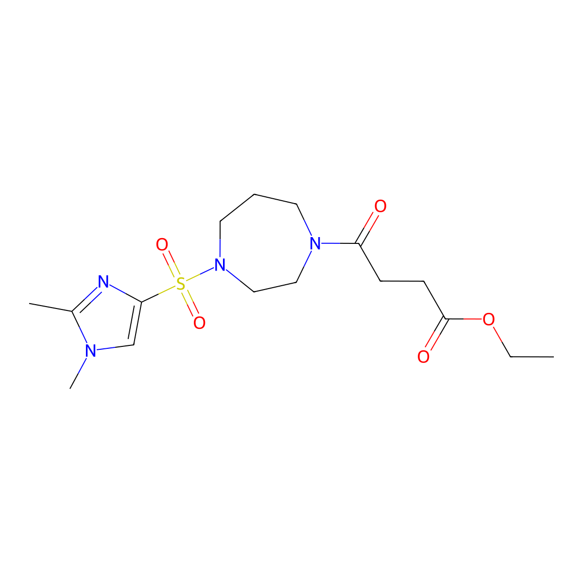 ethyl 4-(4-((1,2-dimethyl-1H-imidazol-4-yl)sulfonyl)-1,4-diazepan-1-yl)-4-oxobutanoate molecular structure, CAS 1903501-70-1