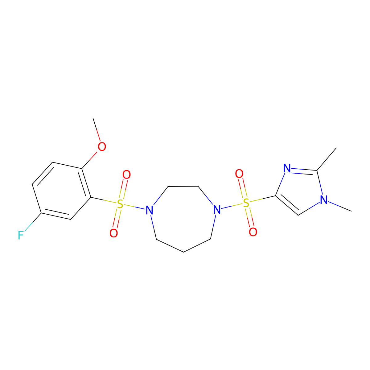 1-((1,2-dimethyl-1H-imidazol-4-yl)sulfonyl)-4-((5-fluoro-2-methoxyphenyl)sulfonyl)-1,4-diazepane molecular structure, CAS 1903503-46-7