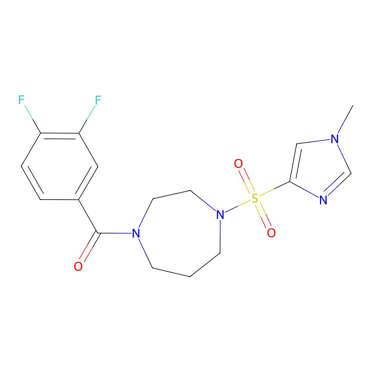 (3,4-difluorophenyl)(4-((1-methyl-1H-imidazol-4-yl)sulfonyl)-1,4-diazepan-1-yl)methanone molecular structure, CAS 1903504-27-7
