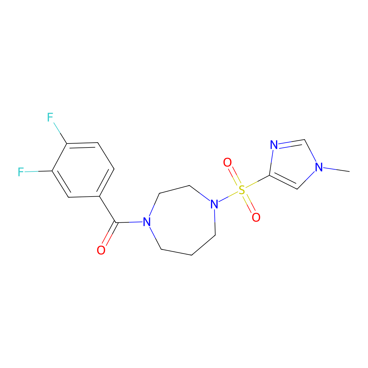 (3,4-difluorophenyl)(4-((1-methyl-1H-imidazol-4-yl)sulfonyl)-1,4-diazepan-1-yl)methanone molecular structure, CAS 1903504-27-7