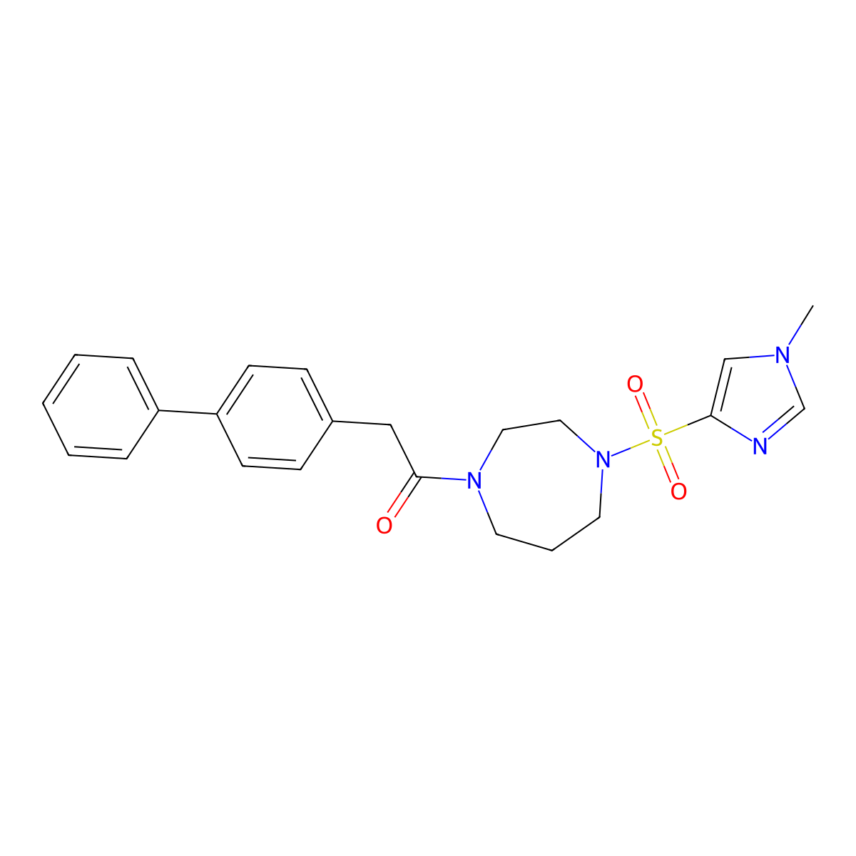 2-([1,1'-biphenyl]-4-yl)-1-(4-((1-methyl-1H-imidazol-4-yl)sulfonyl)-1,4-diazepan-1-yl)ethanone molecular structure, CAS 1903504-37-9