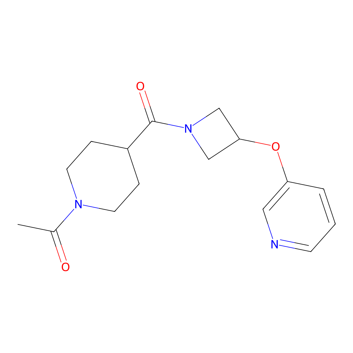 1-(4-(3-(Pyridin-3-yloxy)azetidine-1-carbonyl)piperidin-1-yl)ethanone molecular structure, CAS 1903509-98-7