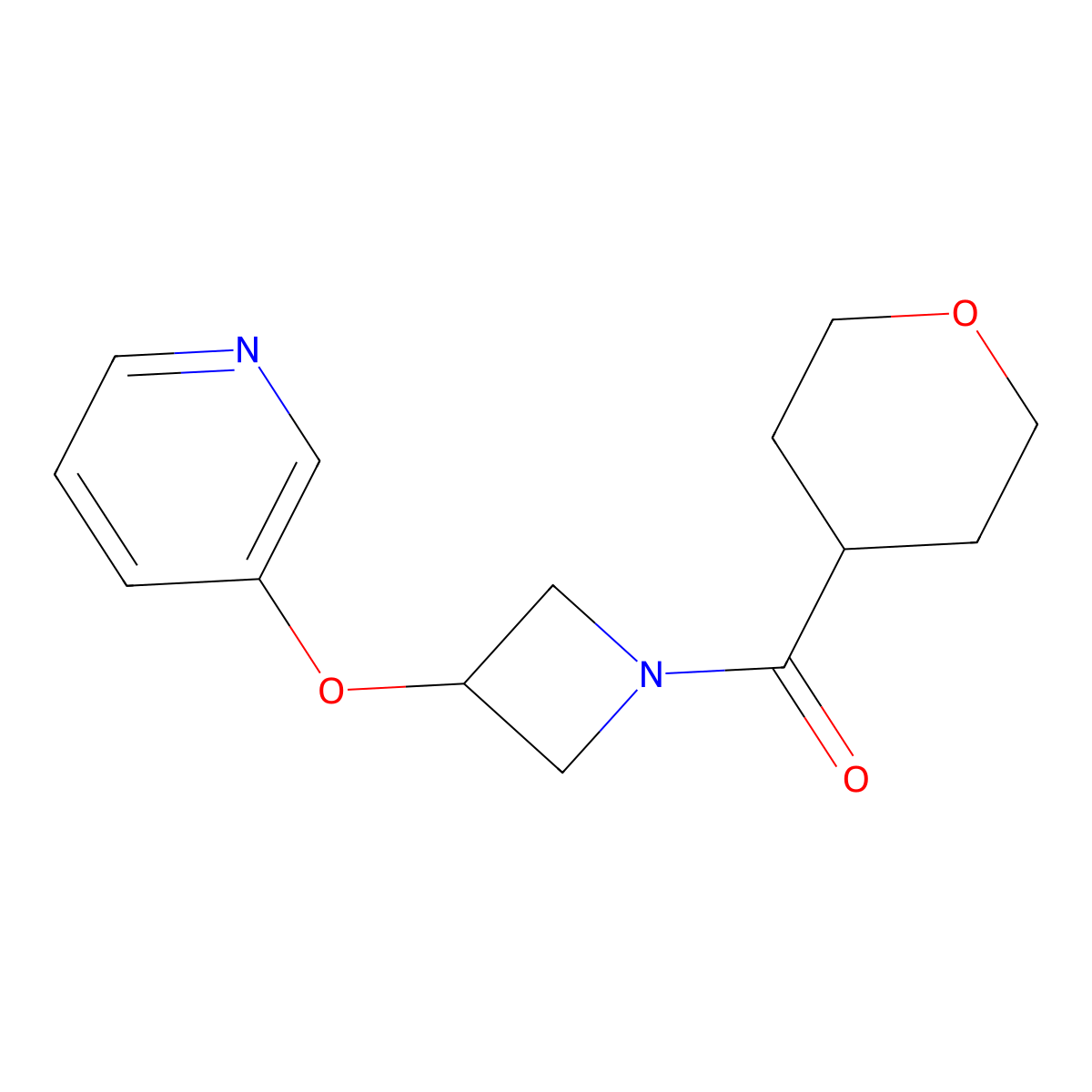 (3-(pyridin-3-yloxy)azetidin-1-yl)(tetrahydro-2H-pyran-4-yl)methanone molecular structure, CAS 1903511-19-2