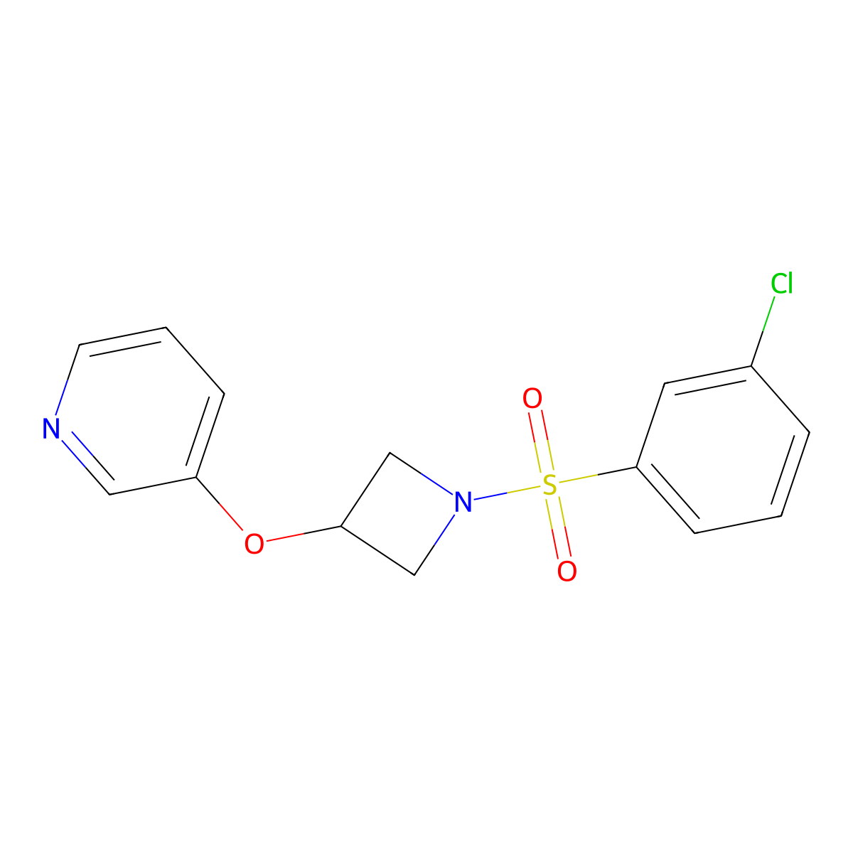 3-((1-((3-Chlorophenyl)sulfonyl)azetidin-3-yl)oxy)pyridine molecular structure, CAS 1903511-67-0