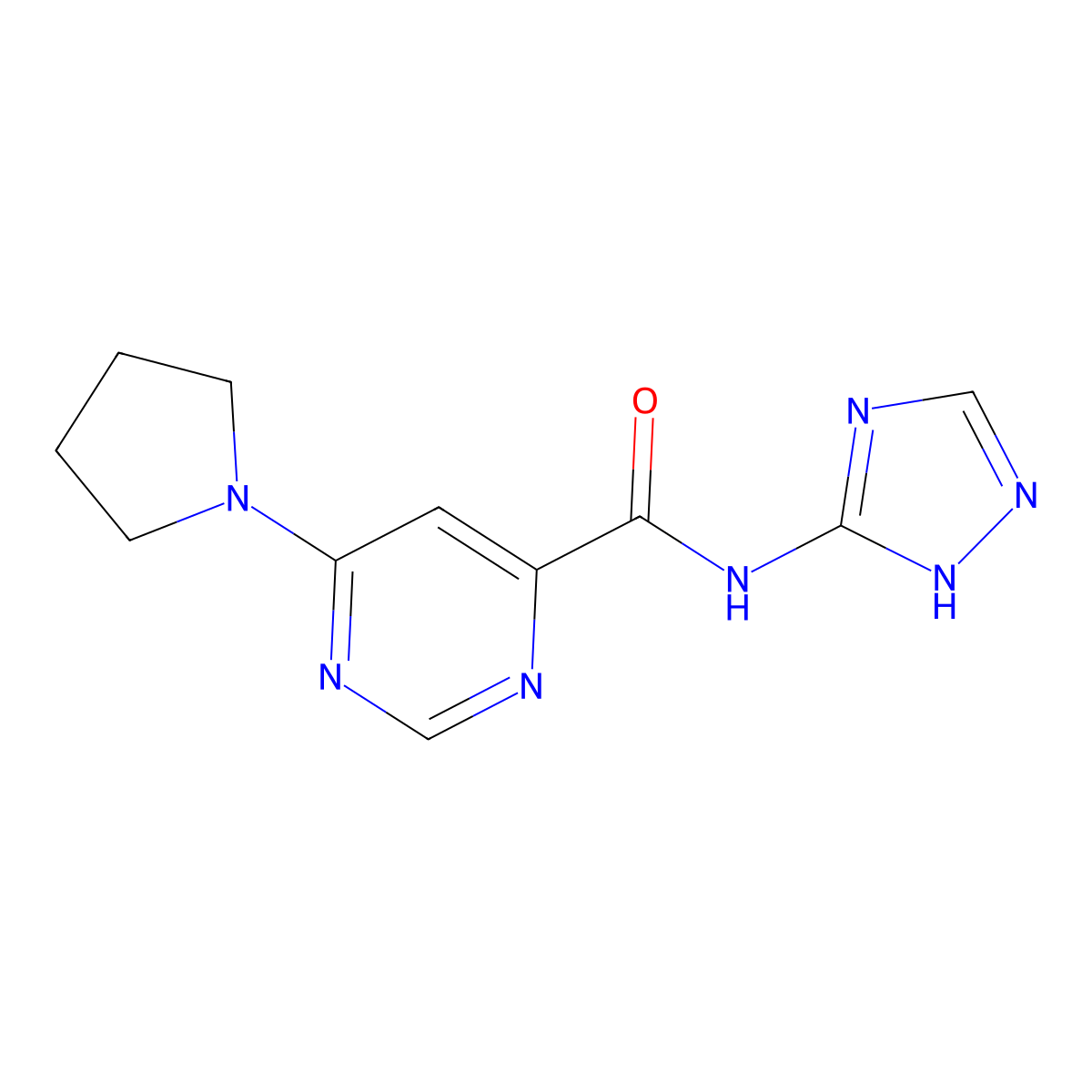 6-(pyrrolidin-1-yl)-N-(1H-1,2,4-triazol-5-yl)pyrimidine-4-carboxamide molecular structure, CAS 1903514-05-5