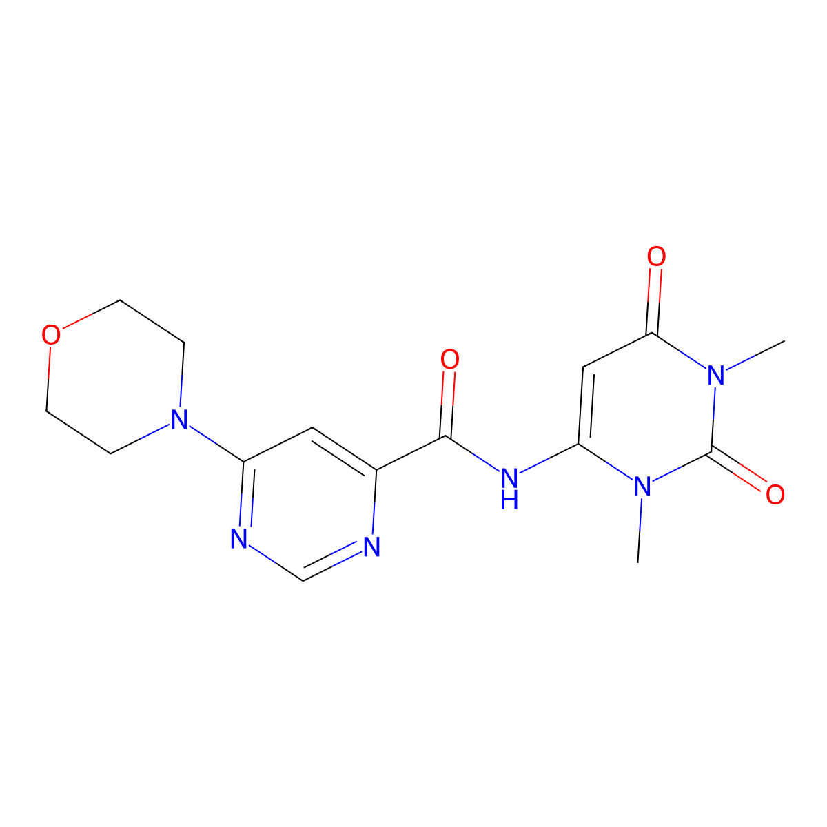 N-(1,3-dimethyl-2,6-dioxo-1,2,3,6-tetrahydropyrimidin-4-yl)-6-morpholinopyrimidine-4-carboxamide molecular structure, CAS 1903514-71-5