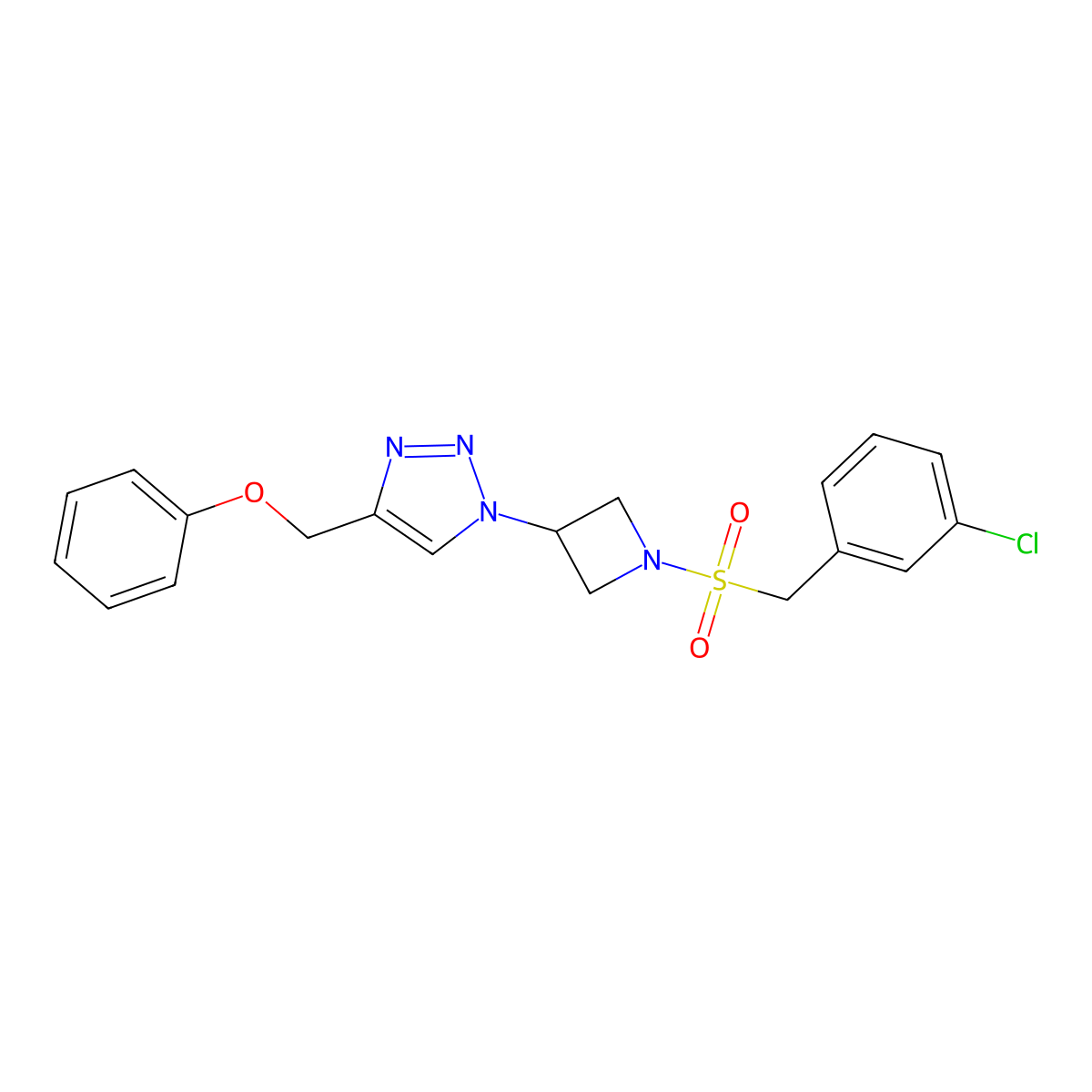 1-(1-((3-chlorobenzyl)sulfonyl)azetidin-3-yl)-4-(phenoxymethyl)-1H-1,2,3-triazole molecular structure, CAS 1903514-72-6