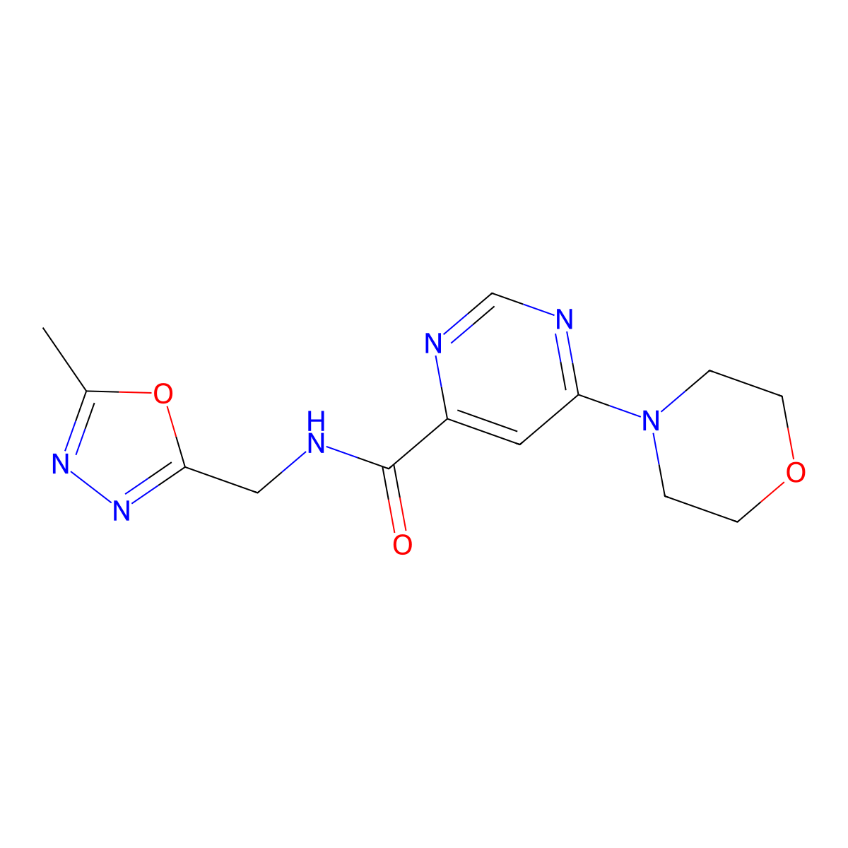 N-((5-methyl-1,3,4-oxadiazol-2-yl)methyl)-6-morpholinopyrimidine-4-carboxamide molecular structure, CAS 1903514-80-6