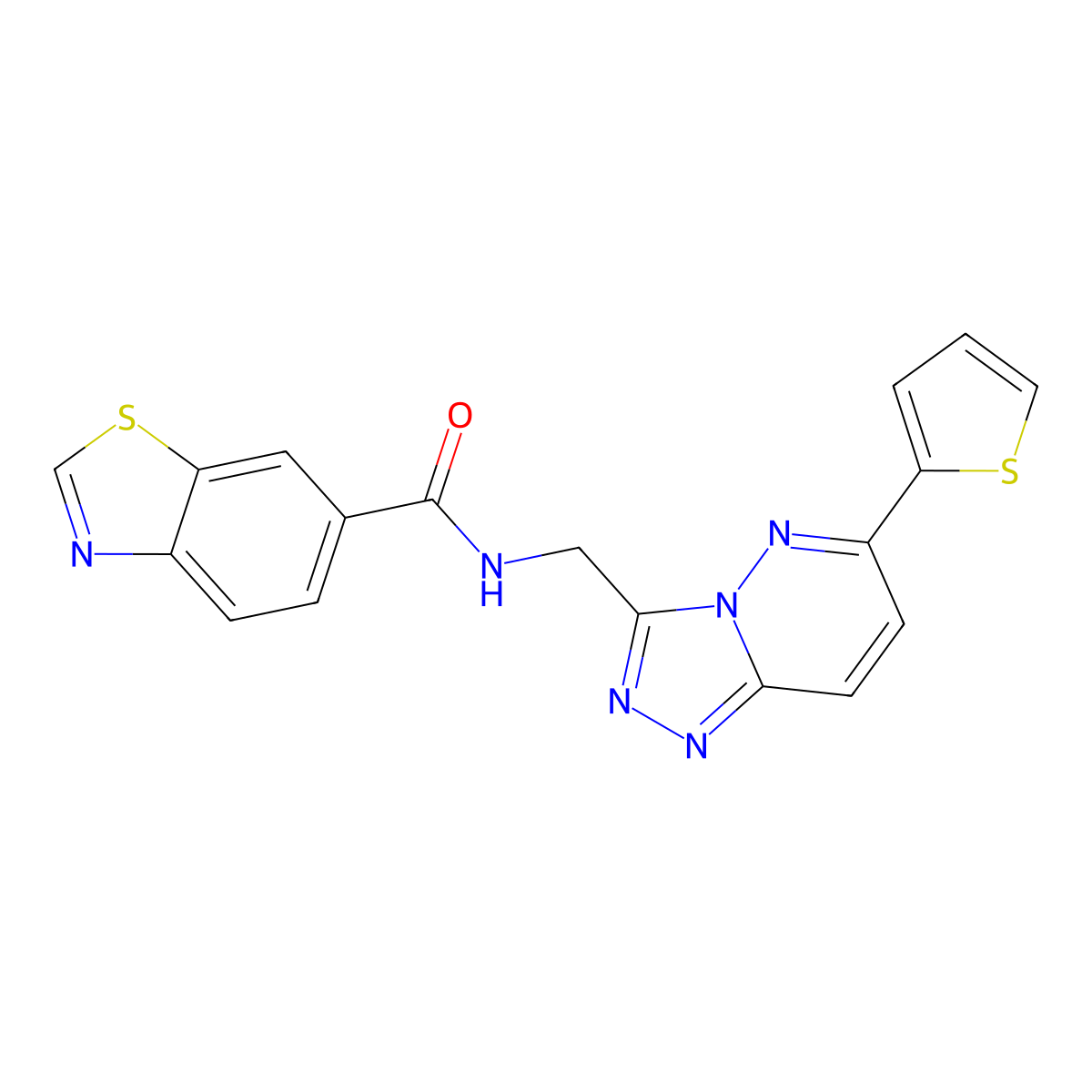 N-((6-(thiophen-2-yl)-[1,2,4]triazolo[4,3-b]pyridazin-3-yl)methyl)benzo[d]thiazole-6-carboxamide molecular structure, CAS 1903515-59-2