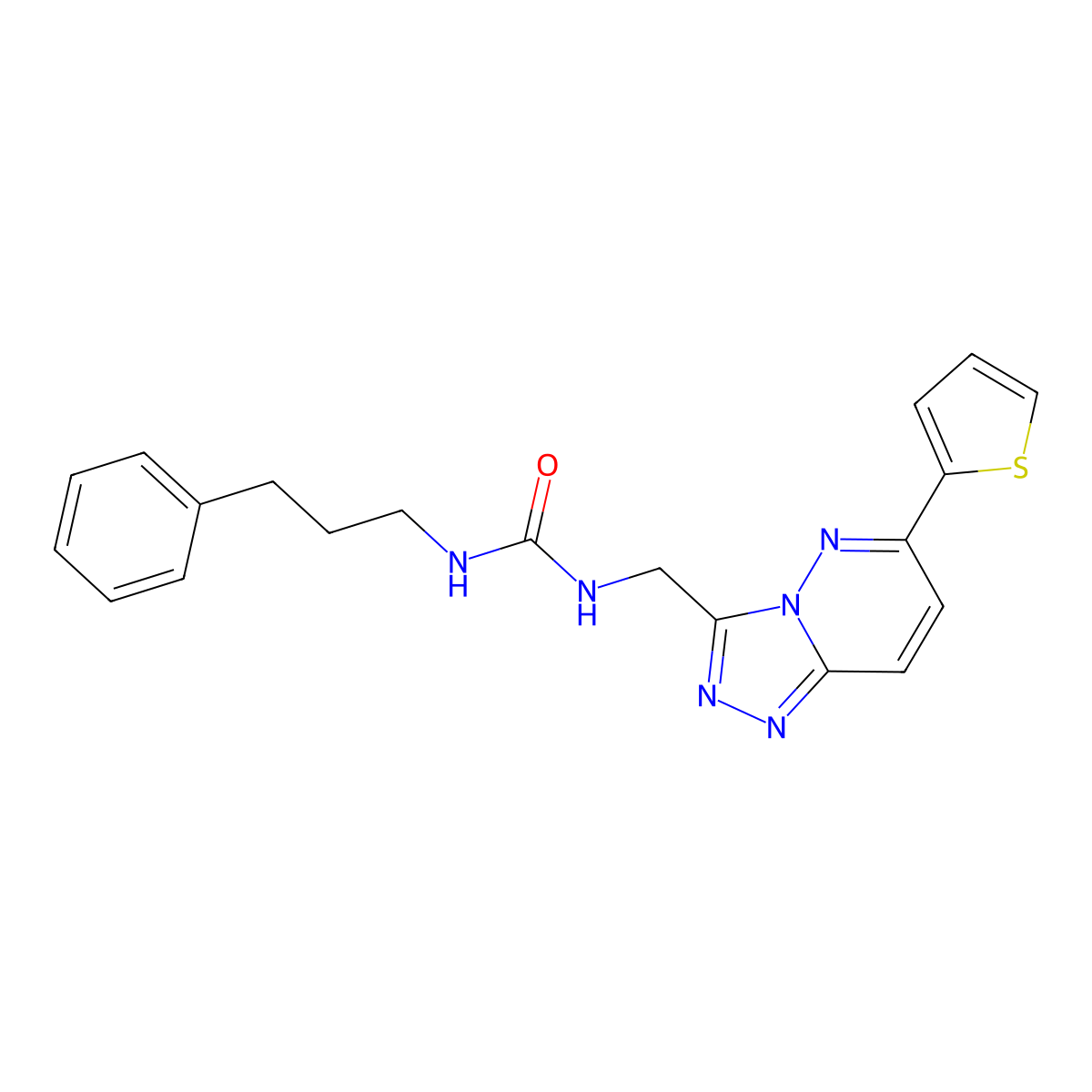 1-(3-Phenylpropyl)-3-{[6-(thiophen-2-yl)-[1,2,4]triazolo[4,3-b]pyridazin-3-yl]methyl}urea molecular structure, CAS 1903515-74-1