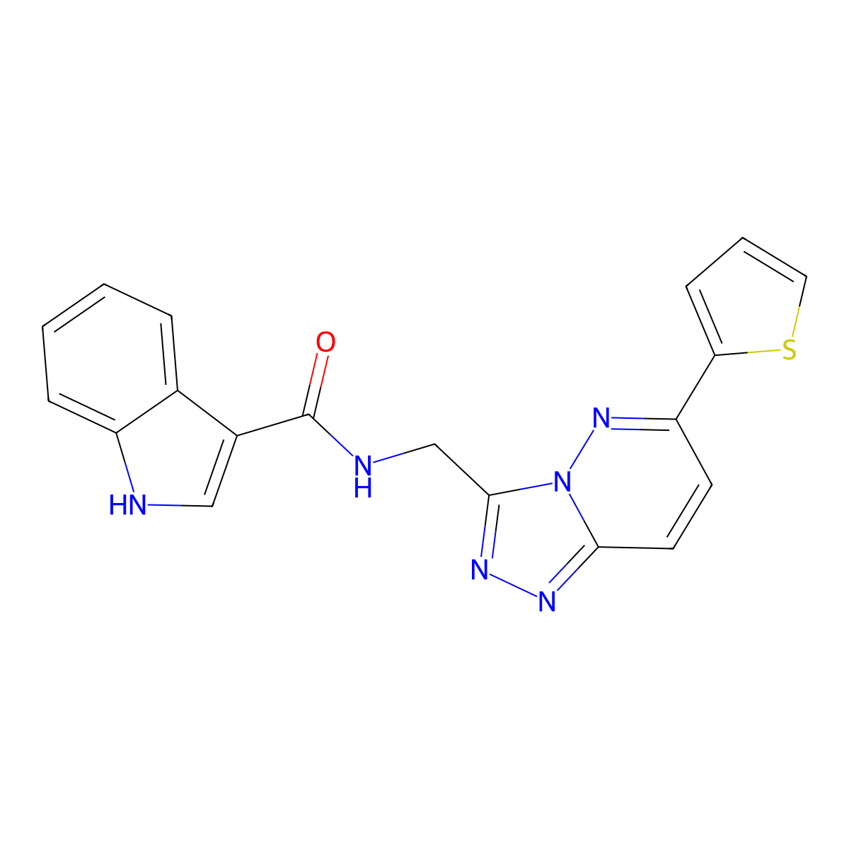 N-((6-(thiophen-2-yl)-[1,2,4]triazolo[4,3-b]pyridazin-3-yl)methyl)-1H-indole-3-carboxamide molecular structure, CAS 1903515-85-4