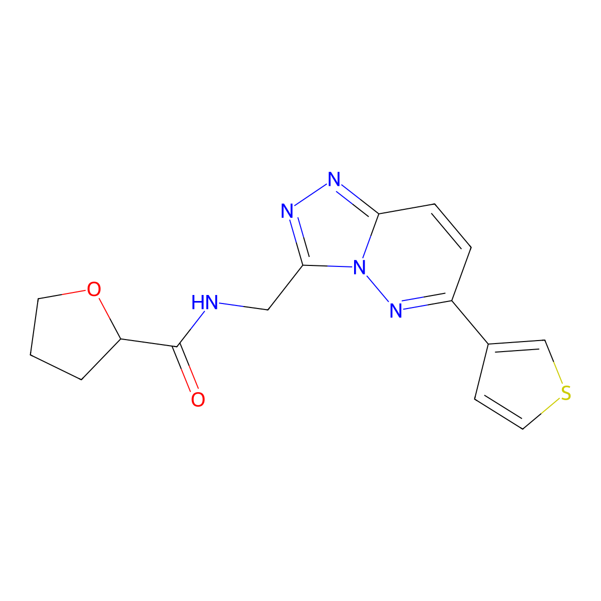 N-((6-(thiophen-3-yl)-[1,2,4]triazolo[4,3-b]pyridazin-3-yl)methyl)tetrahydrofuran-2-carboxamide molecular structure, CAS 1903516-00-6