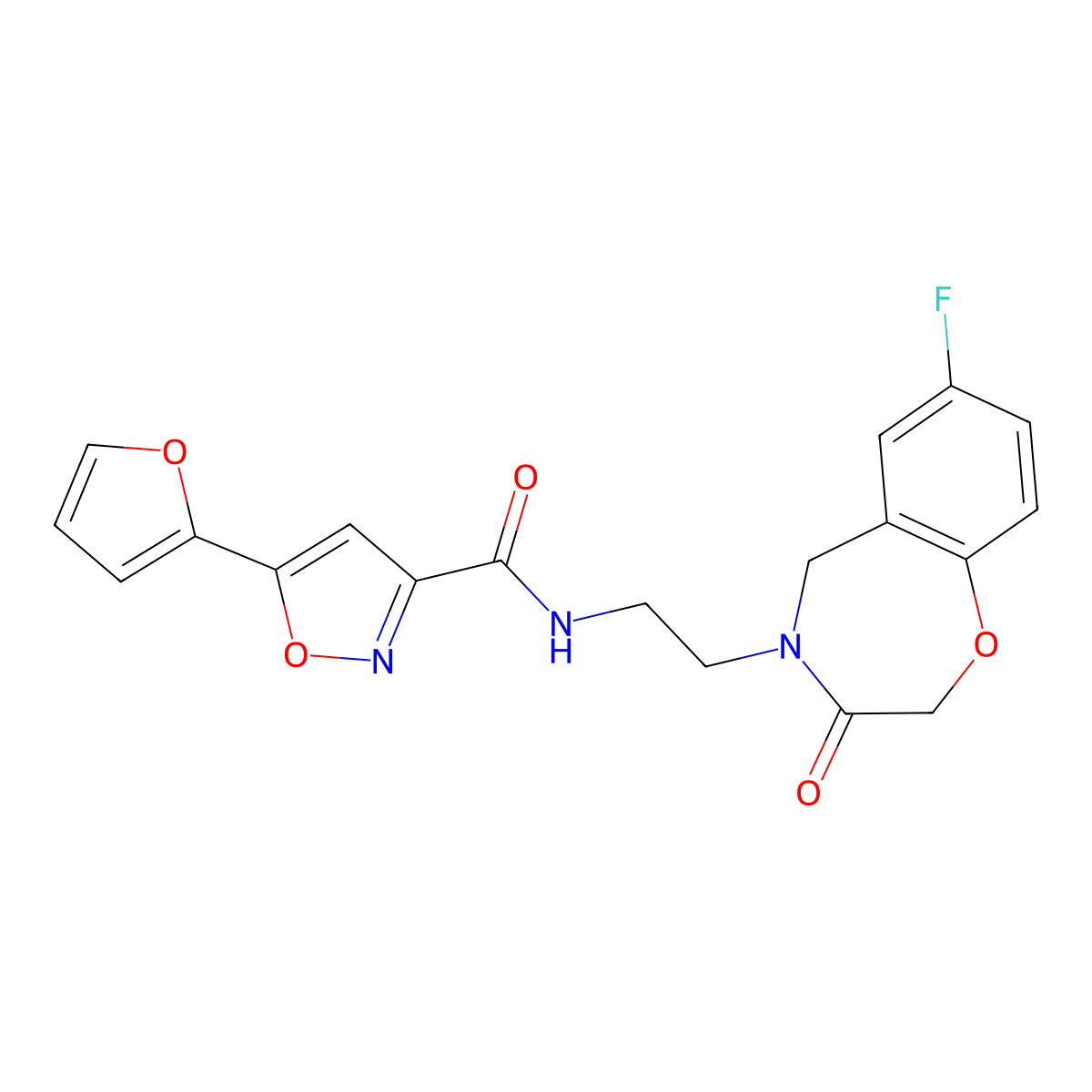 N-(2-(7-fluoro-3-oxo-2,3-dihydrobenzo[f][1,4]oxazepin-4(5H)-yl)ethyl)-5-(furan-2-yl)isoxazole-3-carboxamide molecular structure, CAS 1903517-06-5