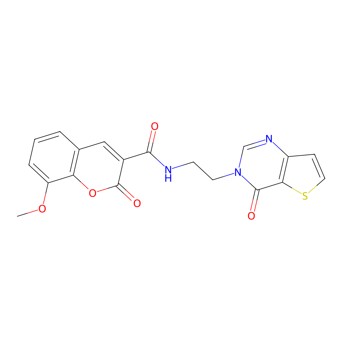 8-methoxy-2-oxo-N-(2-(4-oxothieno[3,2-d]pyrimidin-3(4H)-yl)ethyl)-2H-chromene-3-carboxamide molecular structure, CAS 1903517-64-5