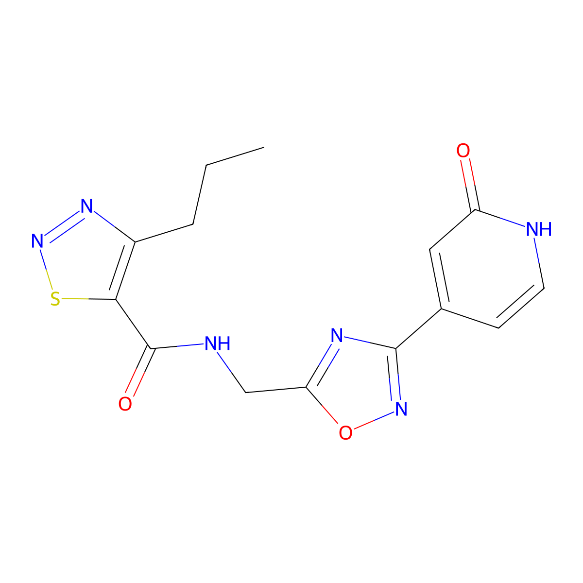 N-((3-(2-oxo-1,2-dihydropyridin-4-yl)-1,2,4-oxadiazol-5-yl)methyl)-4-propyl-1,2,3-thiadiazole-5-carboxamide molecular structure, CAS 1903518-40-0