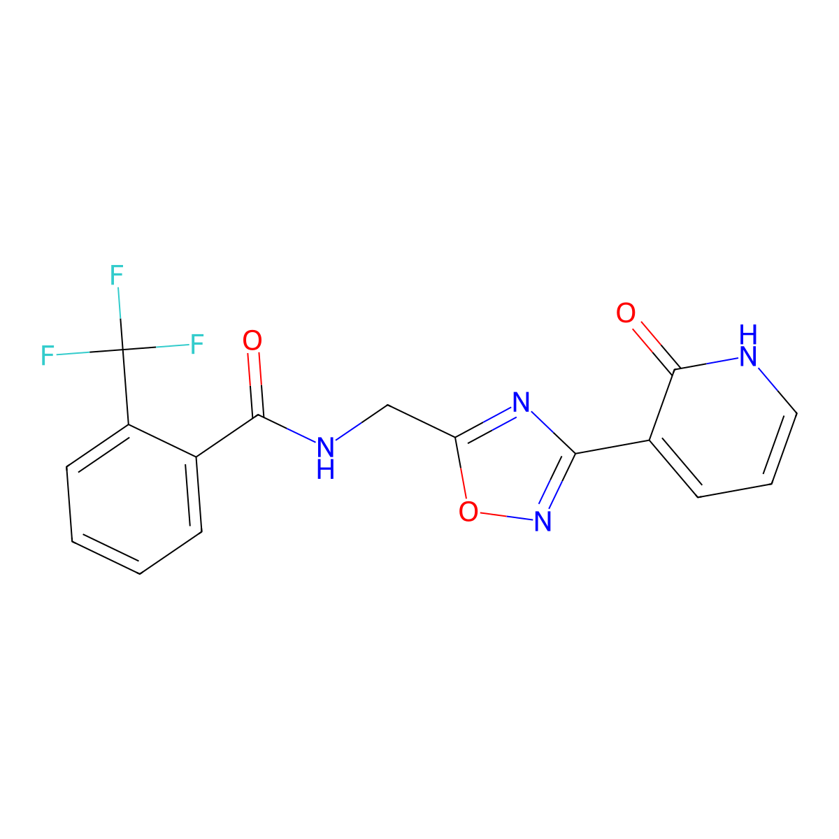 N-((3-(2-oxo-1,2-dihydropyridin-3-yl)-1,2,4-oxadiazol-5-yl)methyl)-2-(trifluoromethyl)benzamide molecular structure, CAS 1903518-88-6