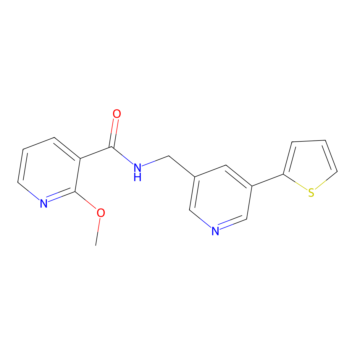 2-methoxy-N-((5-(thiophen-2-yl)pyridin-3-yl)methyl)nicotinamide molecular structure, CAS 1903522-66-6