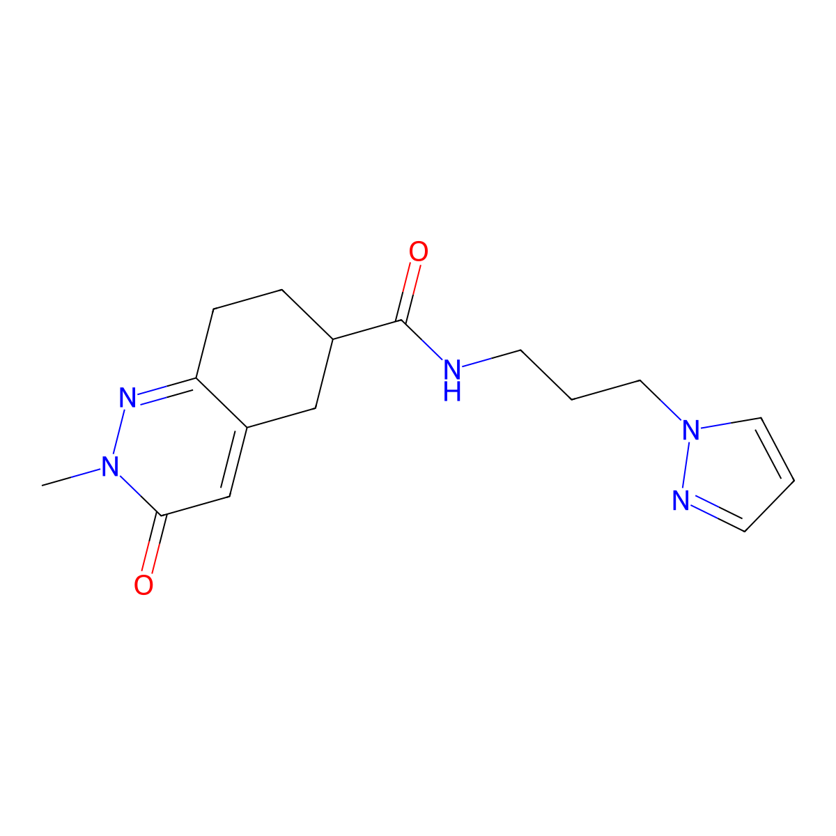 N-(3-(1H-pyrazol-1-yl)propyl)-2-methyl-3-oxo-2,3,5,6,7,8-hexahydrocinnoline-6-carboxamide molecular structure, CAS 1903522-79-1