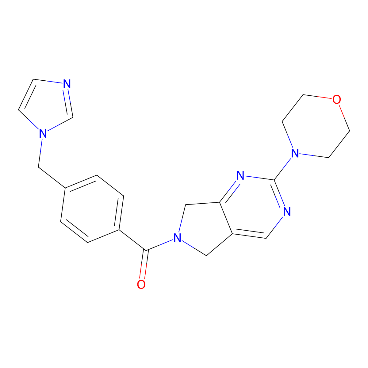 4-(6-{4-[(1H-imidazol-1-yl)methyl]benzoyl}-5H,6H,7H-pyrrolo[3,4-d]pyrimidin-2-yl)morpholine molecular structure, CAS 1903526-21-5