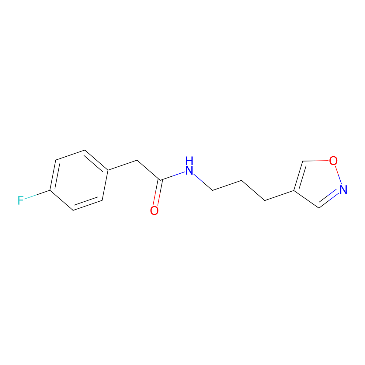 2-(4-fluorophenyl)-N-(3-(isoxazol-4-yl)propyl)acetamide molecular structure, CAS 1903526-30-6