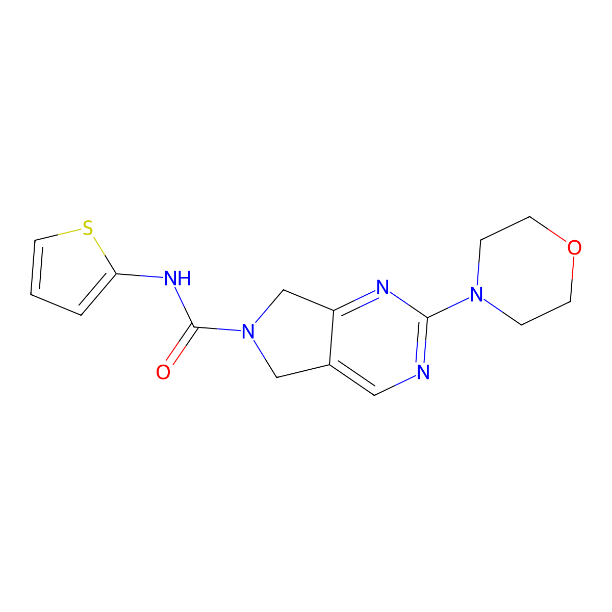 2-(morpholin-4-yl)-N-(thiophen-2-yl)-5H,6H,7H-pyrrolo[3,4-d]pyrimidine-6-carboxamide molecular structure, CAS 1903526-42-0