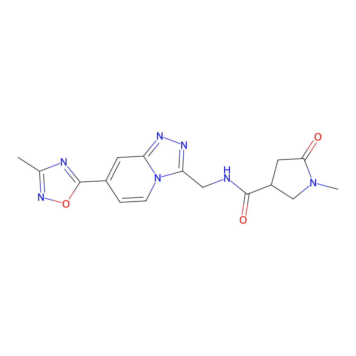 1-methyl-N-{[7-(3-methyl-1,2,4-oxadiazol-5-yl)-[1,2,4]triazolo[4,3-a]pyridin-3-yl]methyl}-5-oxopyrrolidine-3-carboxamide molecular structure, CAS 1903528-29-9