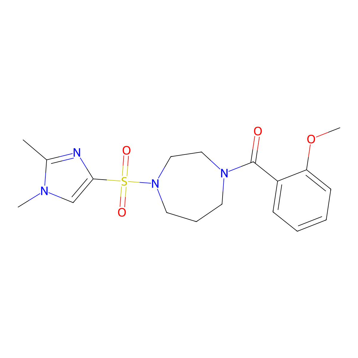 (4-((1,2-dimethyl-1H-imidazol-4-yl)sulfonyl)-1,4-diazepan-1-yl)(2-methoxyphenyl)methanone molecular structure, CAS 1903535-58-9