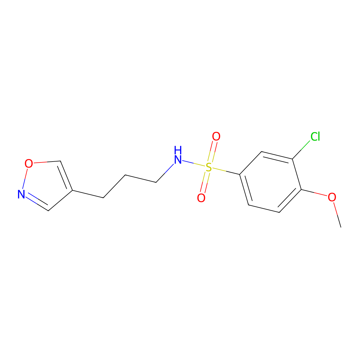 3-chloro-N-(3-(isoxazol-4-yl)propyl)-4-methoxybenzenesulfonamide molecular structure, CAS 1903537-60-9