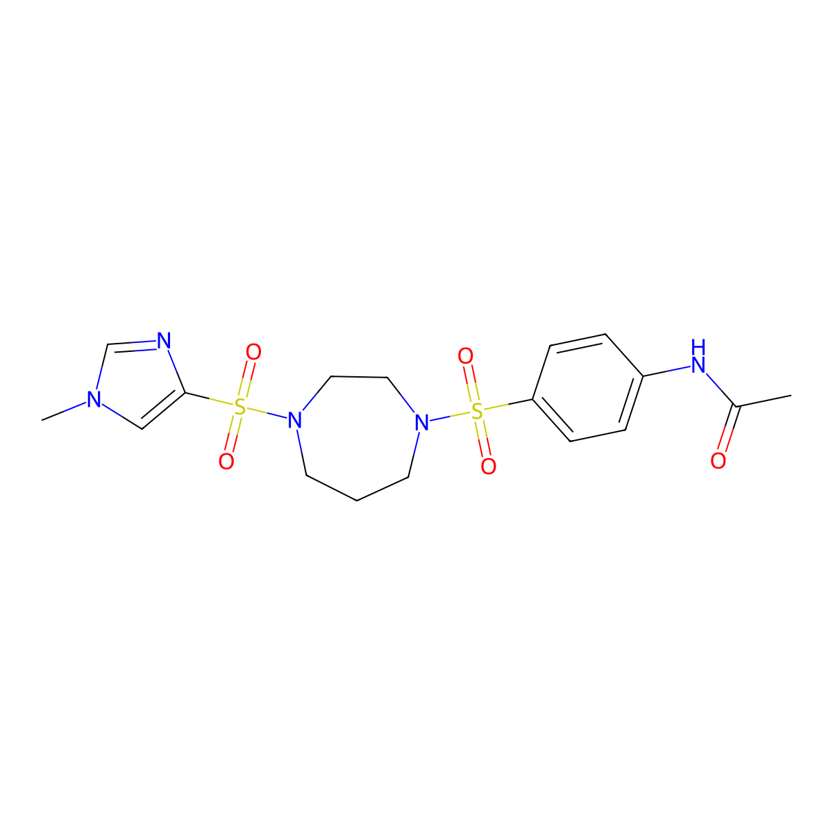 N-[4-({4-[(1-methyl-1H-imidazol-4-yl)sulfonyl]-1,4-diazepan-1-yl}sulfonyl)phenyl]acetamide molecular structure, CAS 1903538-24-8