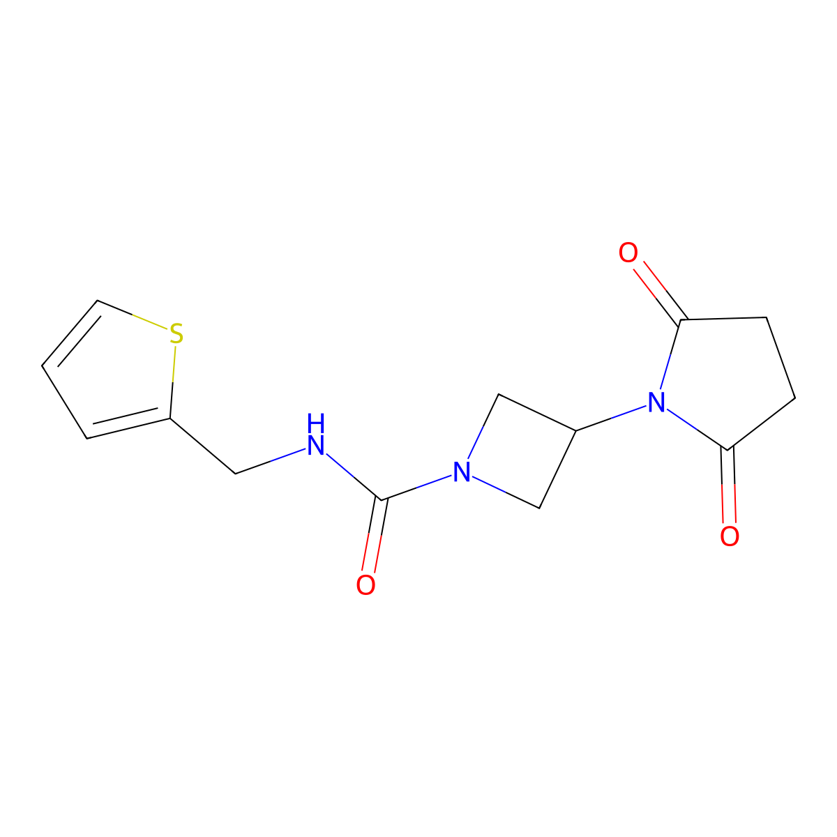 3-(2,5-dioxopyrrolidin-1-yl)-N-(thiophen-2-ylmethyl)azetidine-1-carboxamide molecular structure, CAS 1903538-38-4